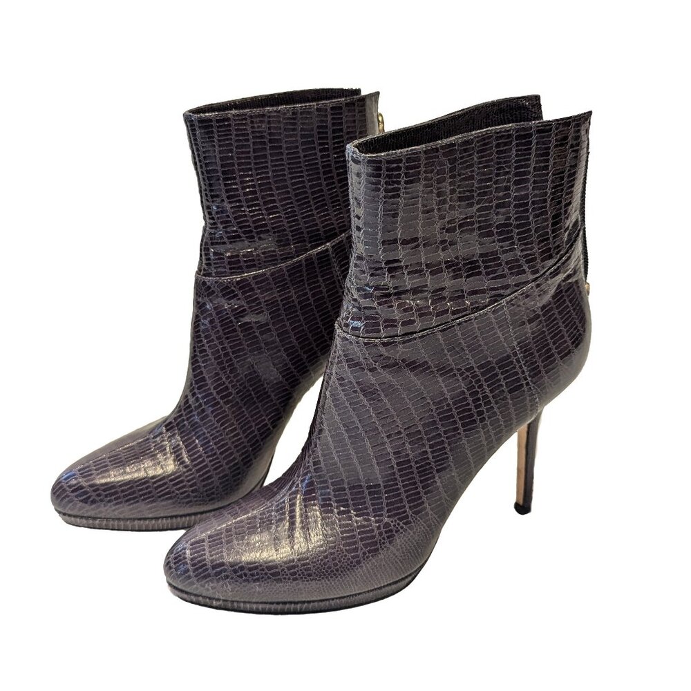 Jimmy Choo	Lizard Print Leather Articolo Embossed Leather Bootie Sz 38